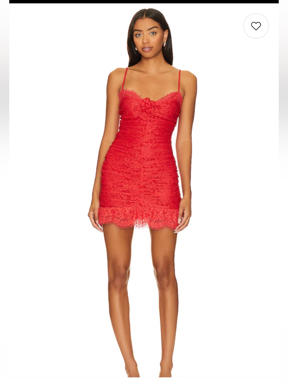 For Love & Lemons Della Pinkish-Red Lace Ruched Mini Dress Size M